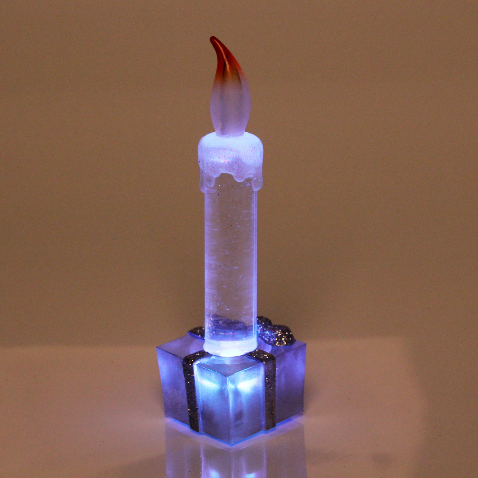 Сувенир с подсветкой "Свеча праздничная" 15 см, серебро