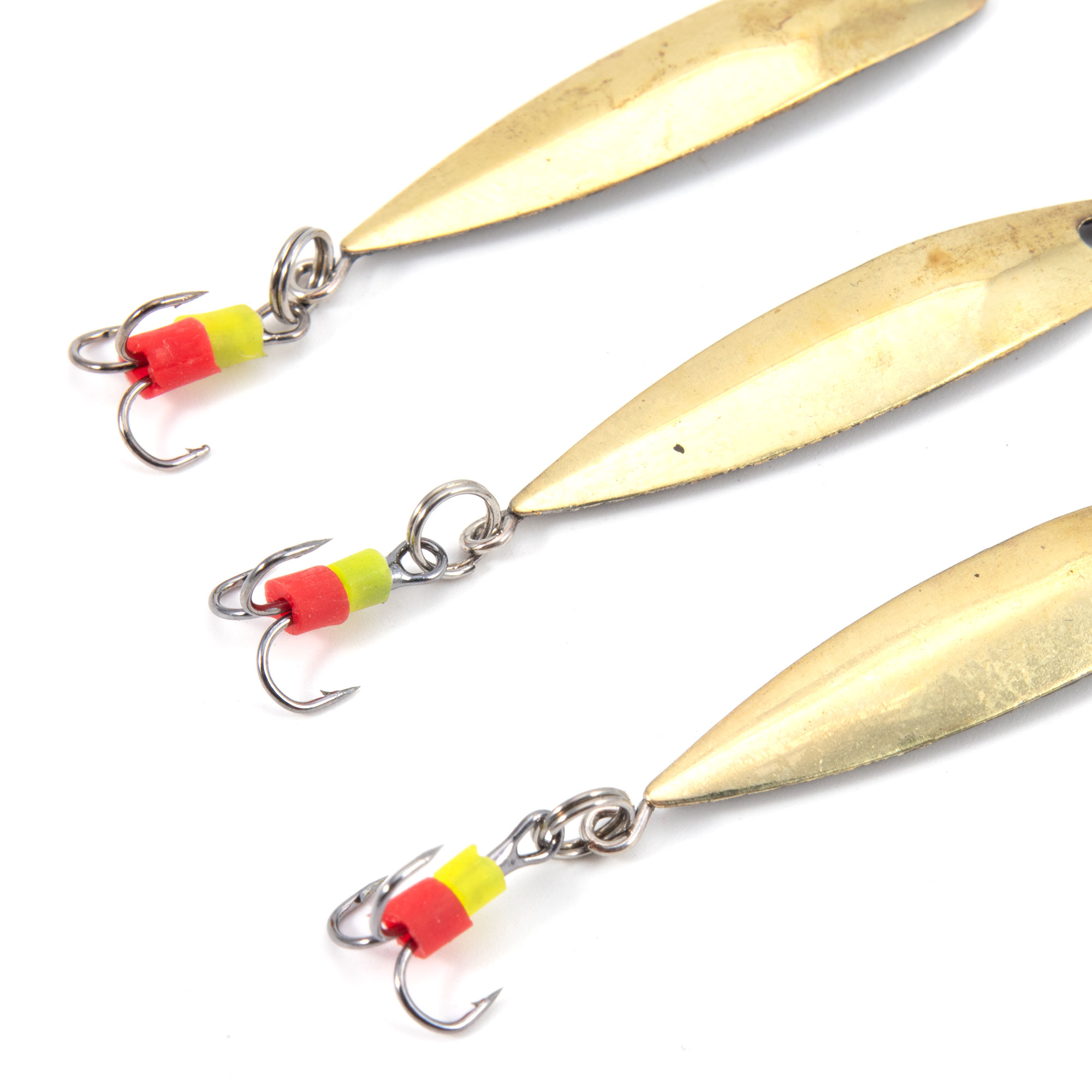 Блесна вертикальная "Яман" Обратка с тройником, размер 37 мм, вес 3,7 г, цвет латунь (уп.3 шт.)/150/