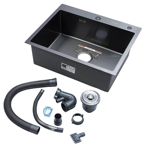 Мойка для кухни из нержавеющей стали PVD покрытие Ledeme K36050B 600х500 графит