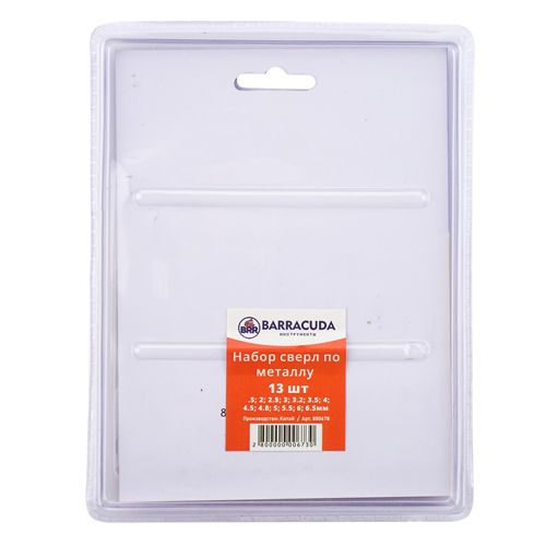 Набор сверл по металлу шестигранный хвостовик 1. 5-6. 5мм 13 шт Барракуда