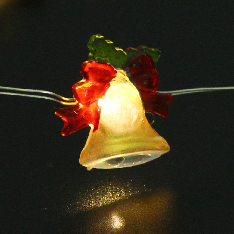 Гирлянда для дома "Колокольчик"(2*2см) на батарейках 2,0 м 20 ламп LED, 1 реж., IP-20, Теплый белый (батарейки CR2032)