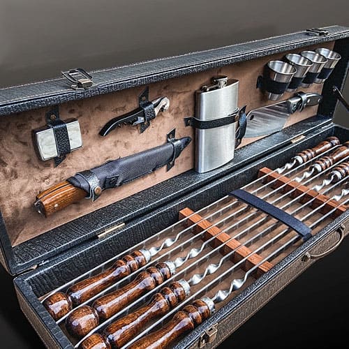 Набор шампуров в коробке кожзам ЭЛИТ классика №27