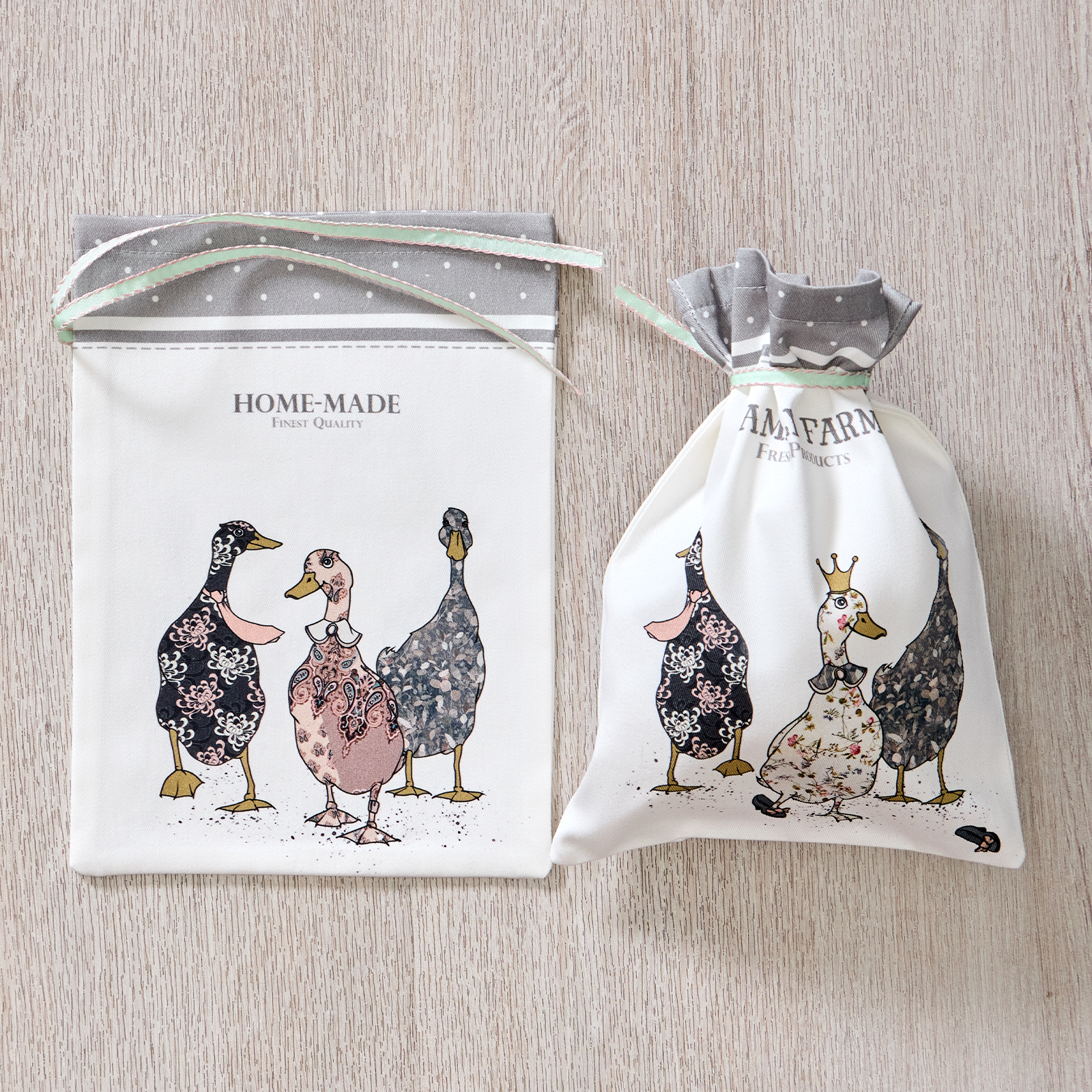 НАБОР МЕШОЧКОВ ИЗ 2-Х ШТ, FAMILY FARM, 20Х29СМ, 100% ХЛОПОК, СЕРЫЙ, ТВИЛ, ПРОПИТКА