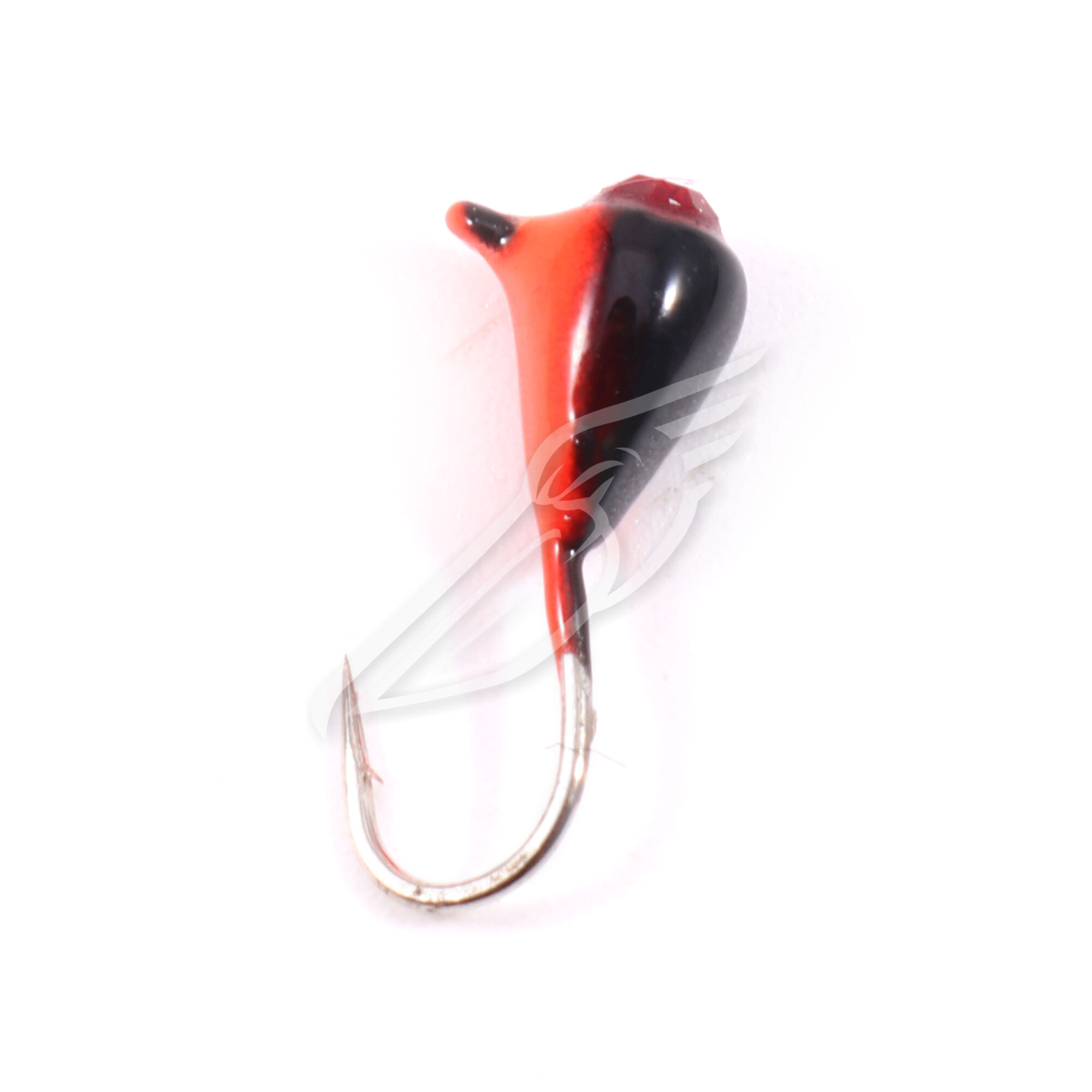 Мормышка вольф"ЯМАН"Капля с ушк. + кр. камень, р.3, вес 0,5г, цв.черн./красн.(уп.5 шт.)