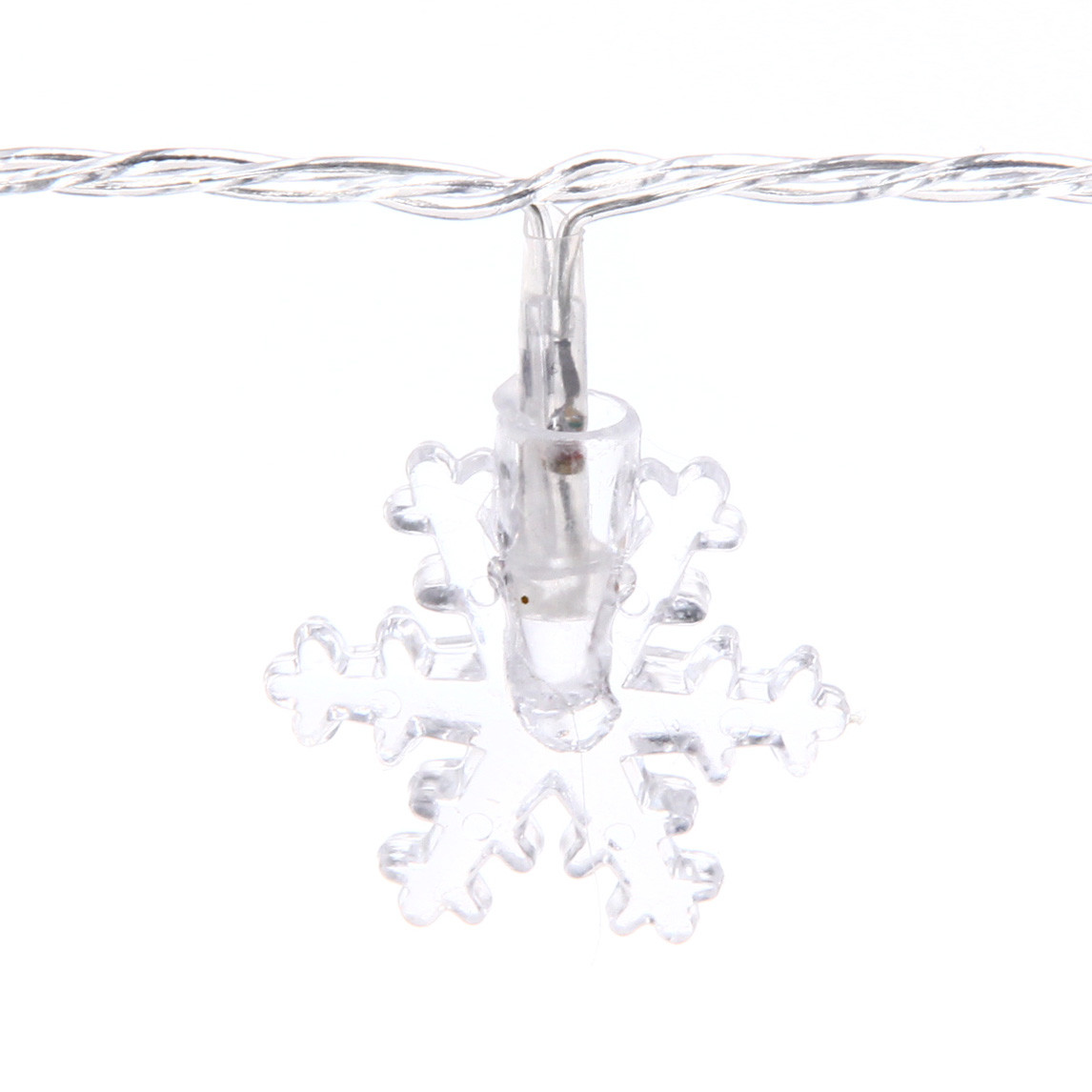 Гирлянда для дома 4,0 м 20 ламп LED с насадками СНЕЖИНКА, прозрач.пров., авторежим.,IP-20 RG/RB (возможность соединения)