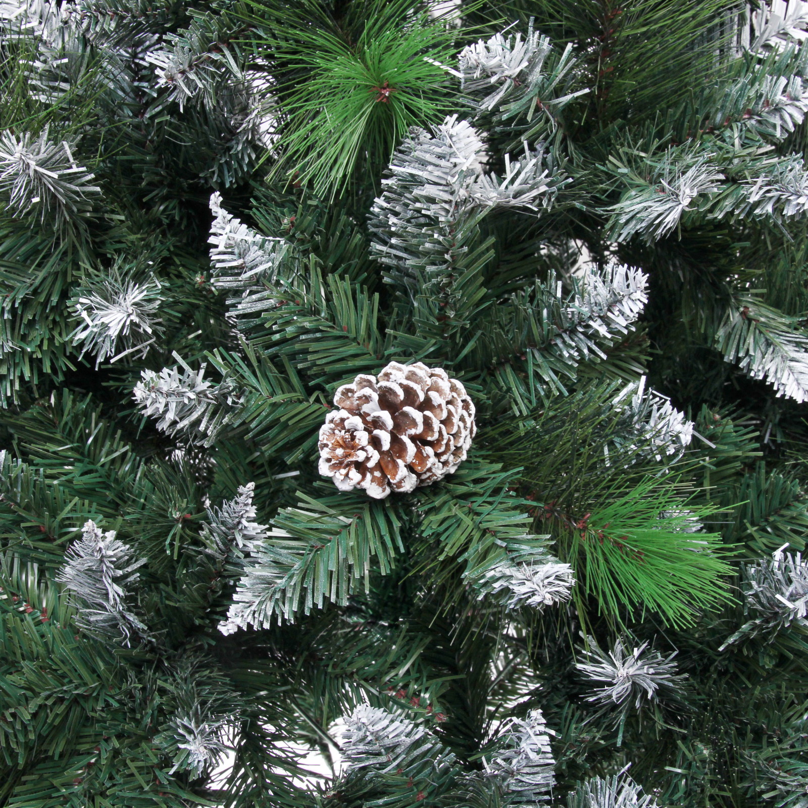 Ёлка "Сказочный лес" 270 см,ПВХ+леска, с белым напылением+шишки (2407 веток)