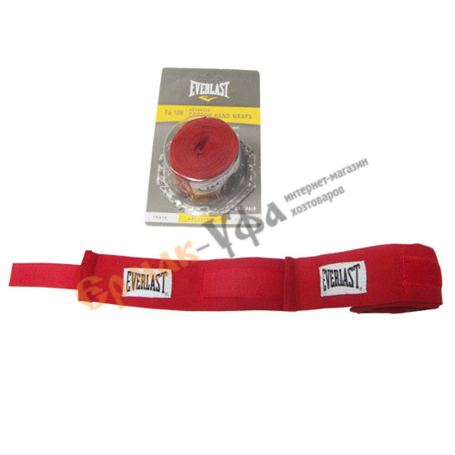 Бинт Everlast, 100 % х/б, красные,2,90м х2шт., в блистере, класс Люкс