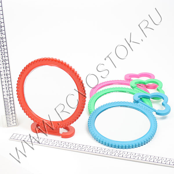 Зеркало настольное в пластиковой оправе "Бусинки" круг, подвесное d-15см