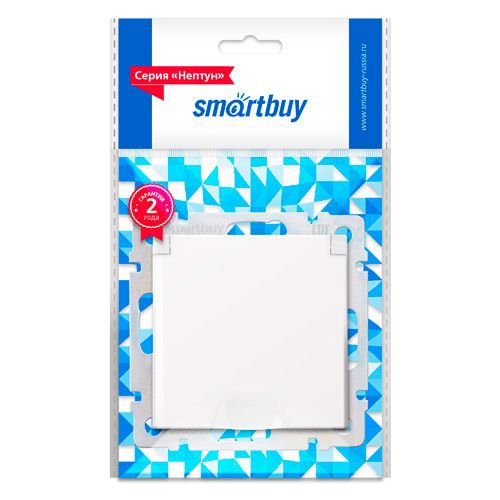 Розетка с заземлением и крышкой 16А, белая "Нептун" (SBE-05w-16-S1-ZK)