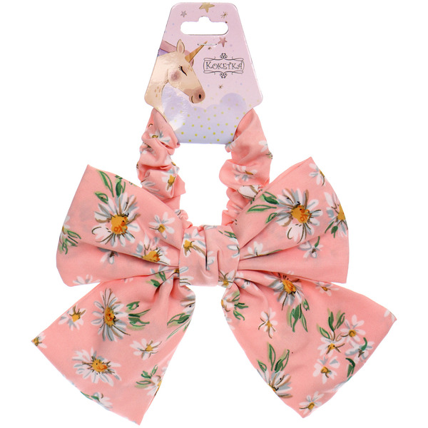 Резинка для волос "ПЕРСЕЯ", ромашки, микс 6 цветов, d-8,5см (подвес Кокетка Единорог)