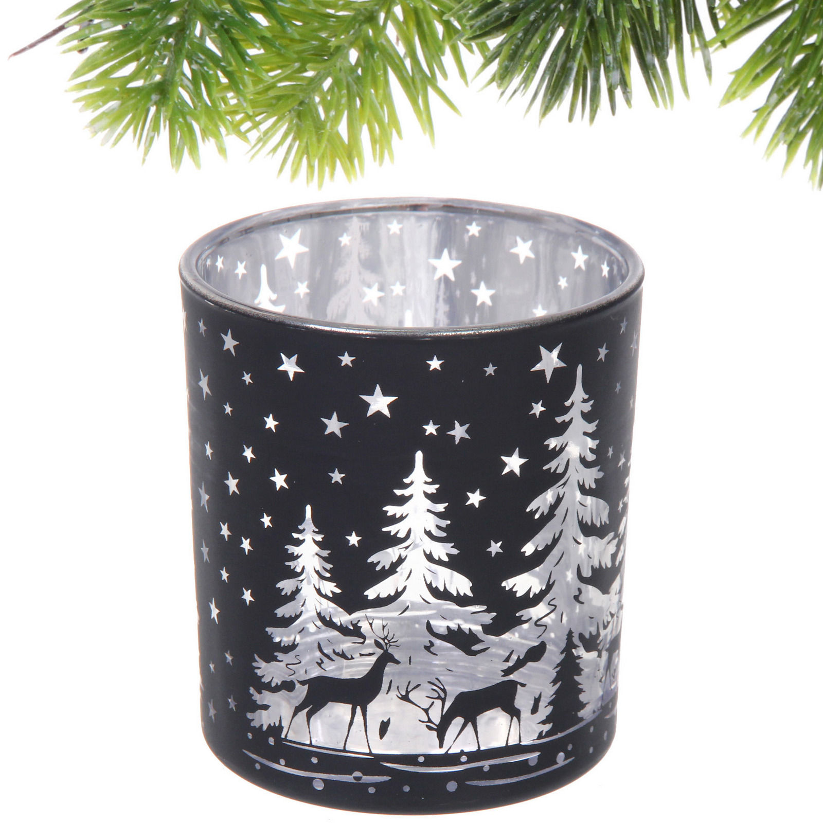 Подсвечник "Снежный лес" 7*7,8 см, Черный