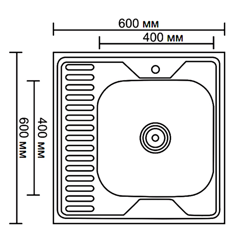 Мойка из нержавеющей стали накладная 60x60 см Ledeme L96060-R