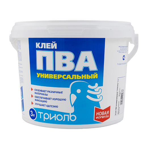 Клей ПВА 3кг (ТРИОЛЬ) ГОСТ усиленный универсальный (4/4)