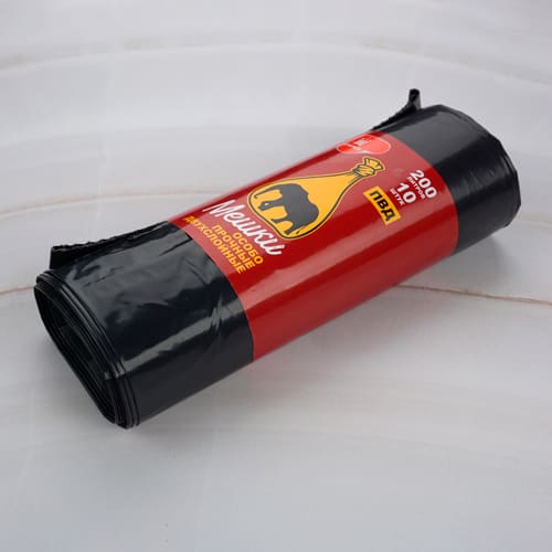 Мешки для мусора 200 л 10 шт 37мкм Уфа Пак ПВД (черные) (1/9)