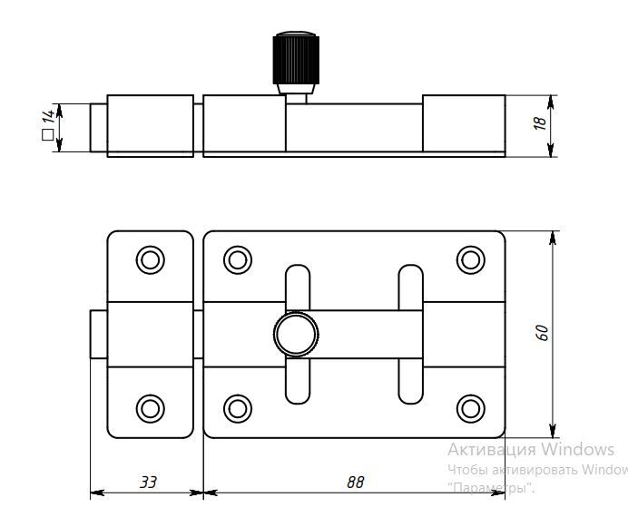 Засов Симеко ЗЩ 031 квадратный (50)