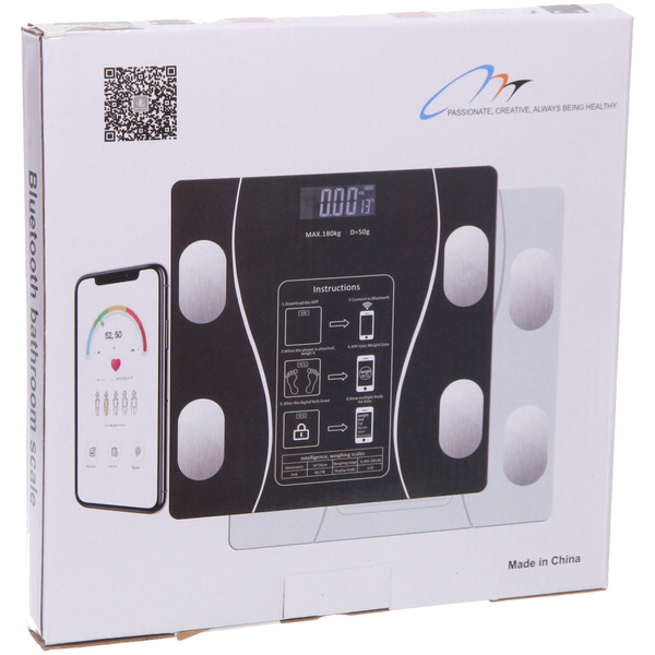 Весы напольные электронные "SMART-Weight" 26*26*0,4 см, bluetooth (работает от 2хААА), Черный