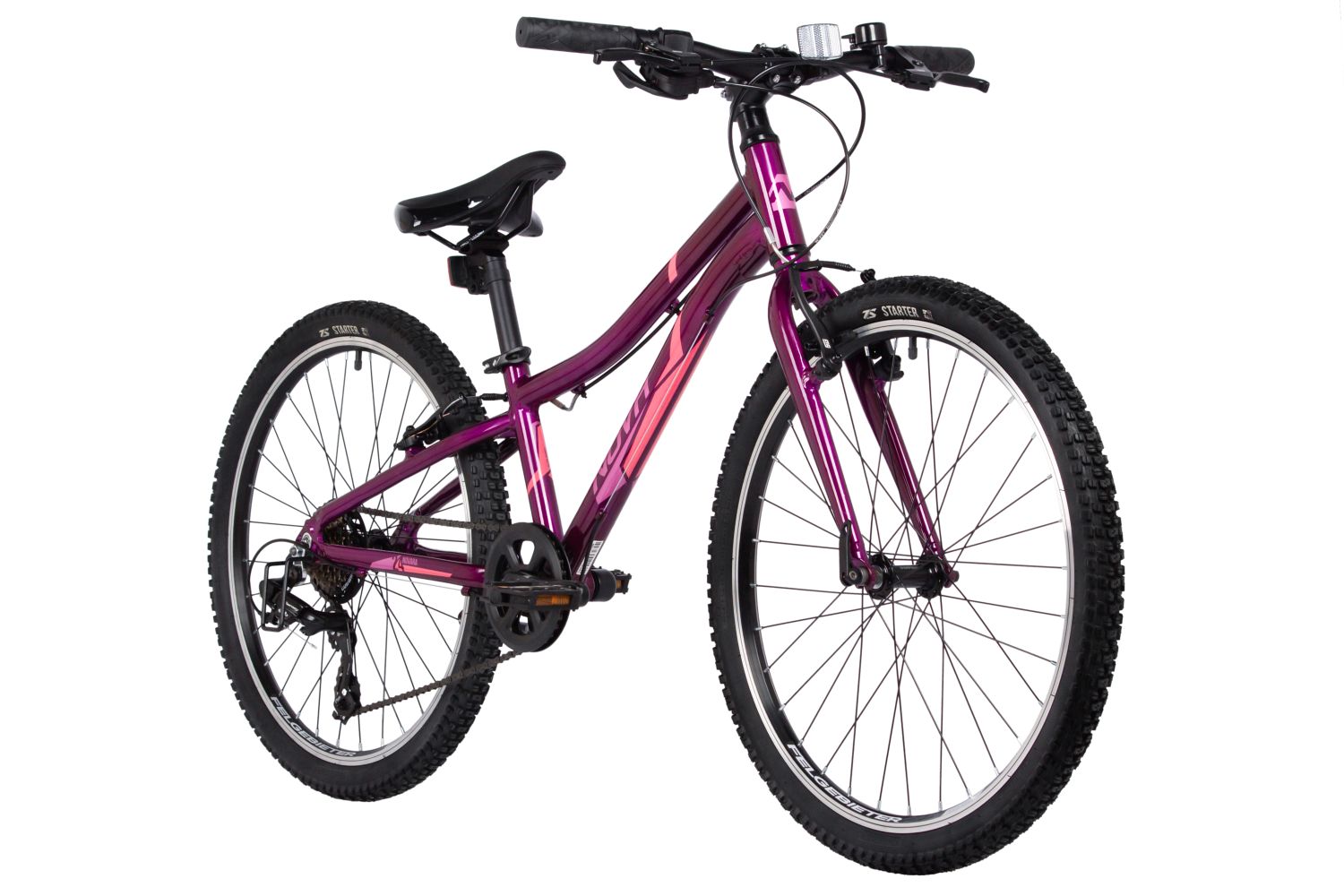 Велосипед NOVATRACK 24" NOVARA алюм.рама 10", фиолетовый, 6 скор,TY300/TS38/TZ500, V-Brake, жёсткая