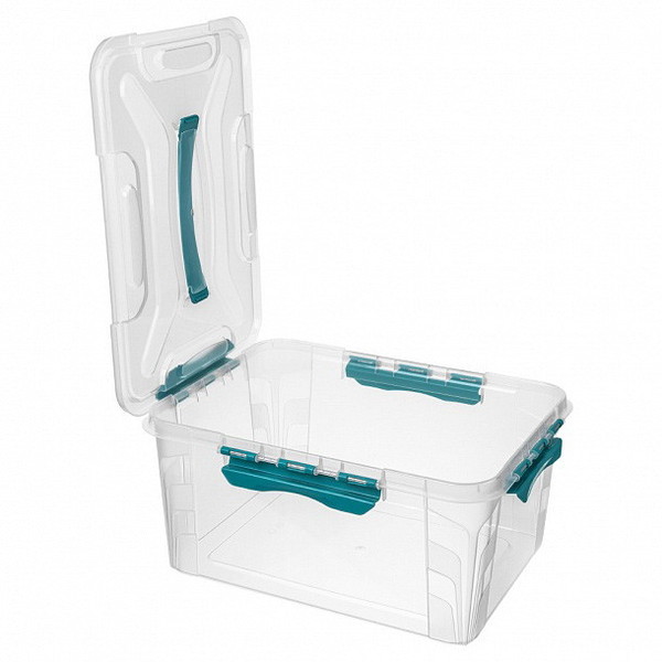 Контейнер для хранения универсальный с замками "GRAND BOX", голубой, 39*29*18см, 15,3л
