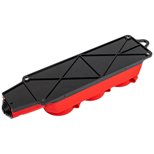 Розетка 3-местн с защитными крышками каучуковая 230В, 2P+PE, 16A, IP44, красная Smartbuy (SBE-16-3-00-Rr) (1/40)