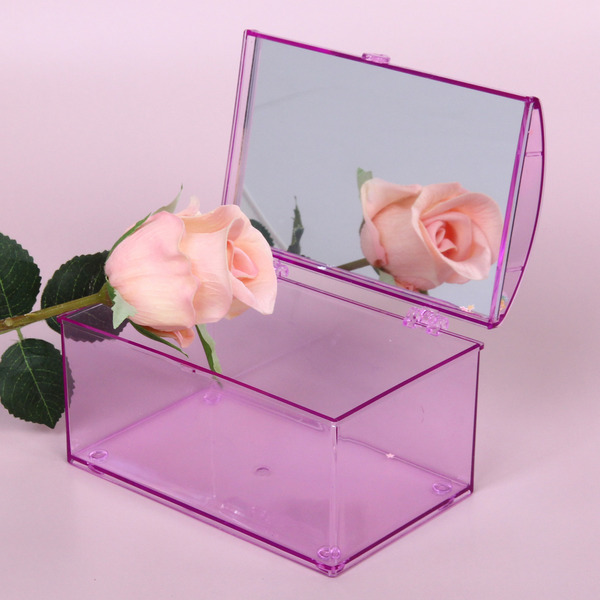 Шкатулка пластиковая с зеркалом "KiKi HAUS", сундучок, цвет сиреневый, 14.5*9.5*9см (в пакете)