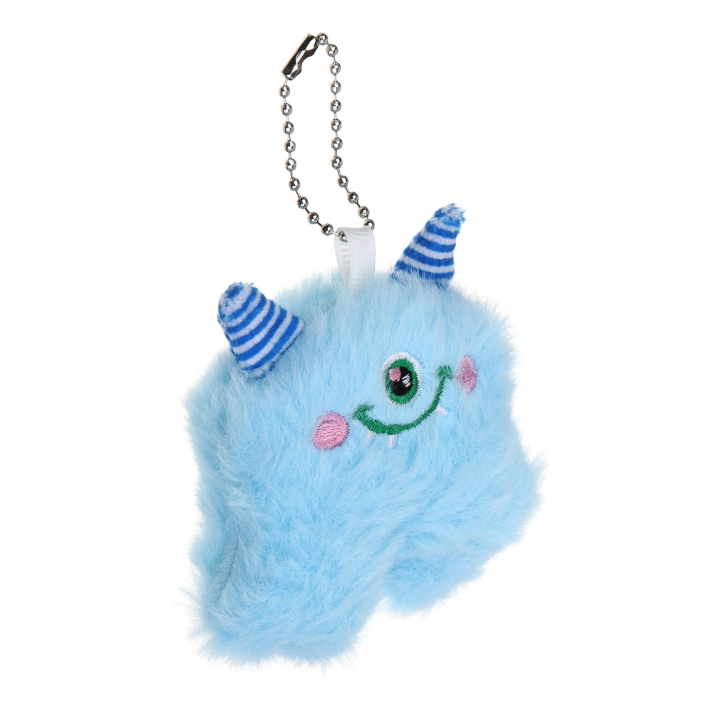 Брелок-помпон 8x8см, "Монстрики с рогами", полиэстер, вышивка, 3 цвета