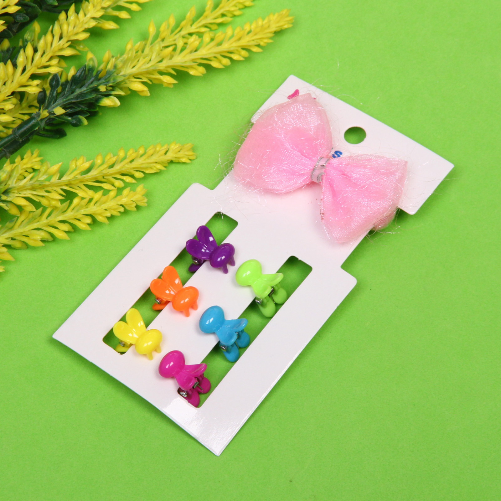 Заколки-крабы для волос детские 6шт c резинкой для волос "Collection Boom - Зайки", цвет микс, 1,5см