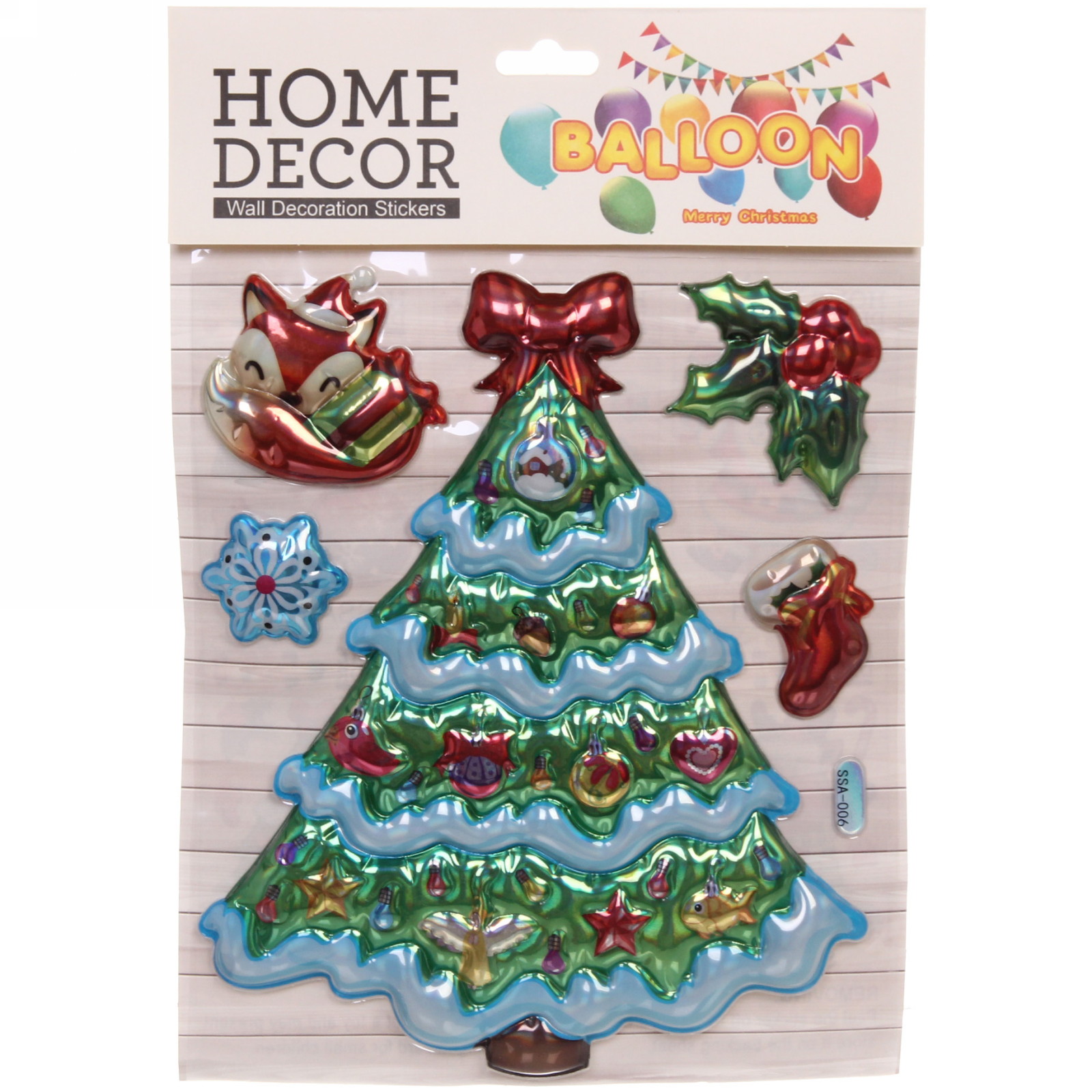 Наклейка новогодняя "Веселье" , лист 19х28 см,микс