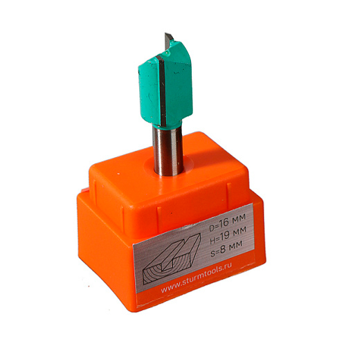 Фреза пазовая прямая с двойным лезвием 16х19х55 мм хвостовик 8 мм STURM RB02-081916
