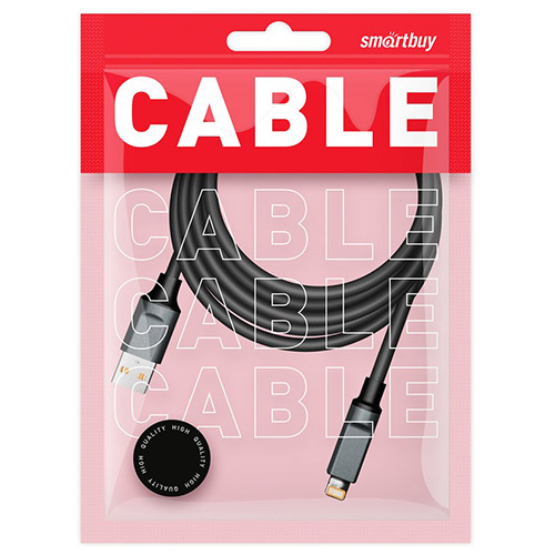 Кабель для зарядки и передачи, супертолстый BOLD LIGHTNING, 3А, TPE, 1 м, Smartbuy, черный