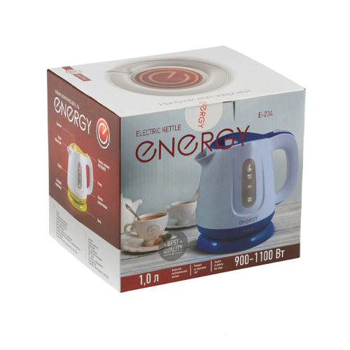 Чайник ENERGY E-234 (1л.), диск бело-зеленый