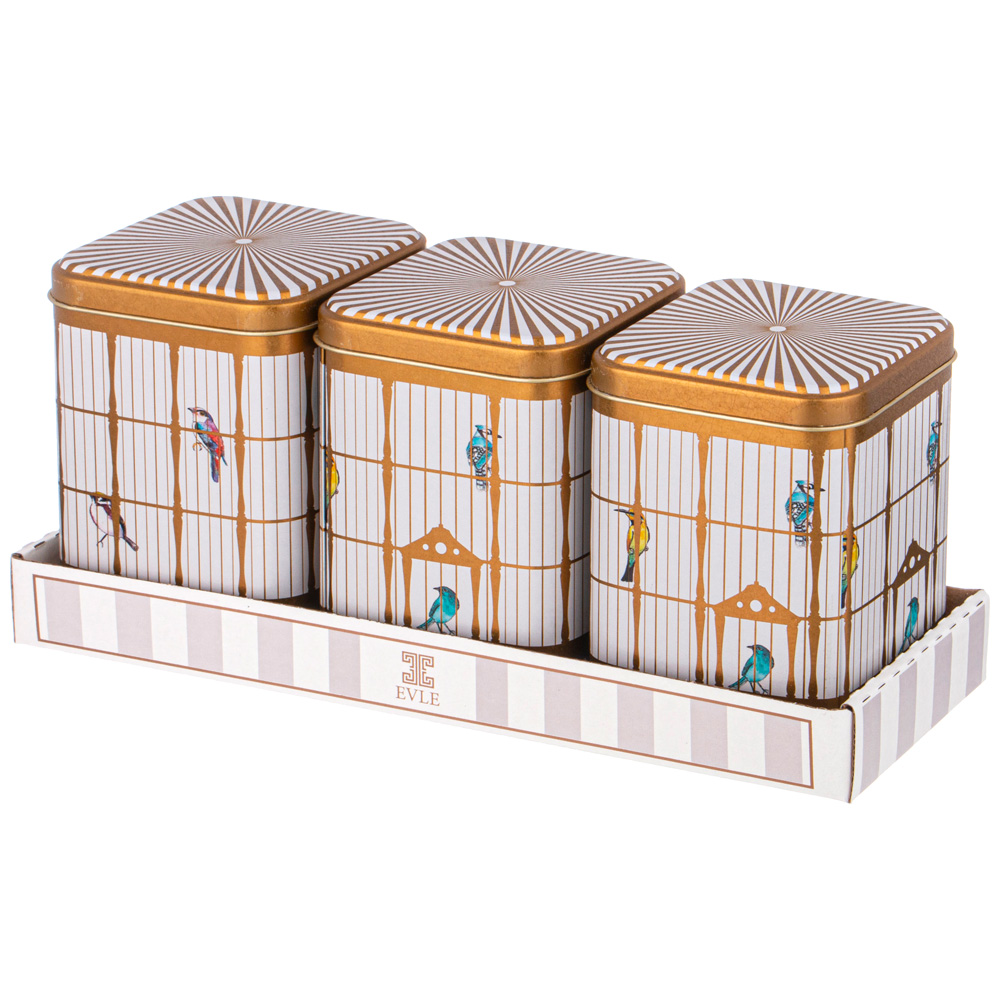 НАБОР ЕМКОСТЕЙ ДЛЯ ХРАНЕНИЯ "PARADISE BIRD" ИЗ 3-Х ШТУК, 9Х9Х12,5 СМ, 1Л