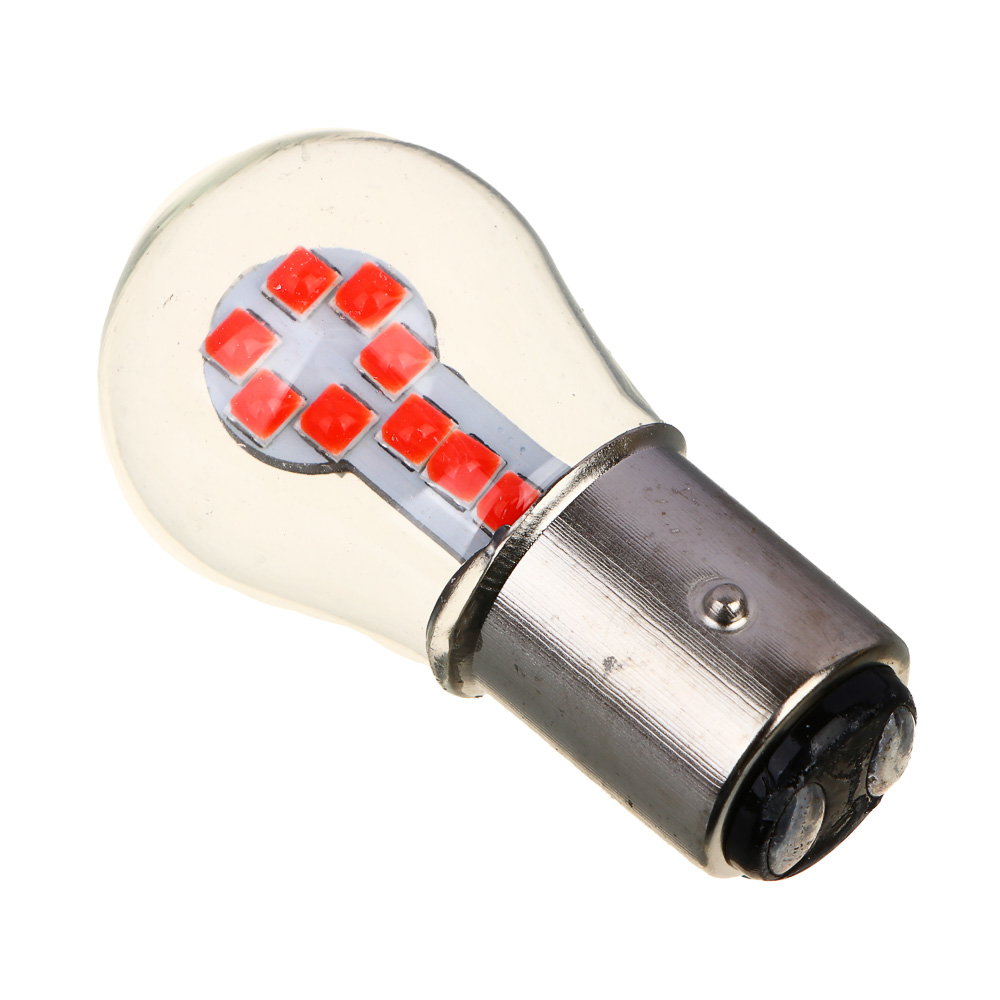 NG Лампа светодиодная T15, (18 SMD-3030,BAY15d), 12 В, красный, 2 шт, блистер