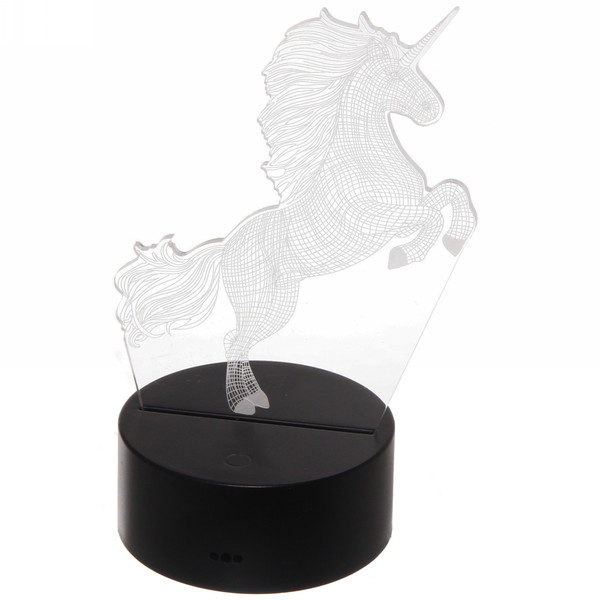 Светильник ночник "3D-Волшебный Единорог" на пластиковой подставке, с включателем USB