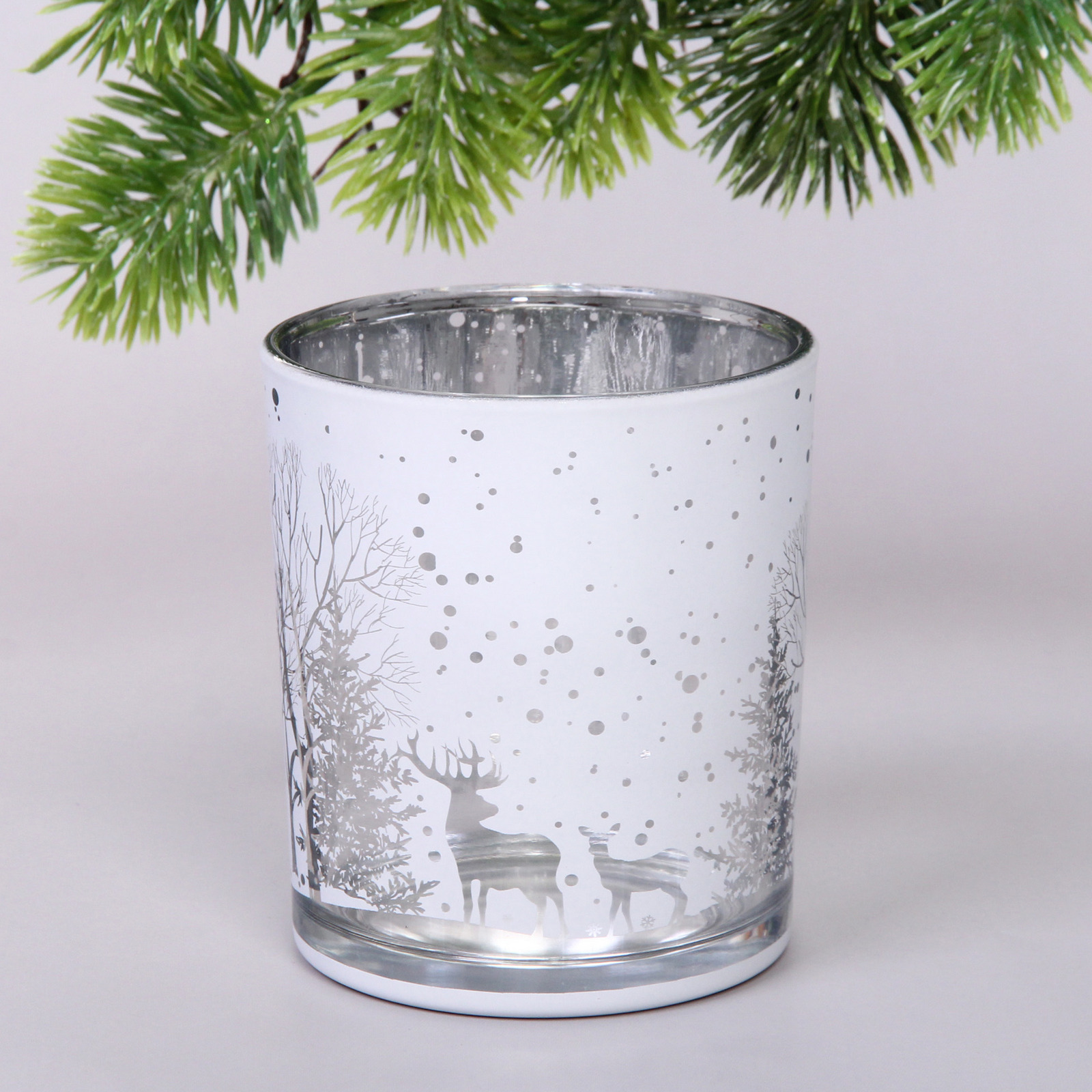 Подсвечник "Зимнее сияние" 8,5*10 см, Белый