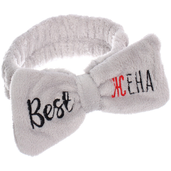 Повязка на голову "New collection Vostok - Best жена", цвет розовый, серый, голубой и сиреневый, 20*6см ( упаковка белый ZIP пакет )