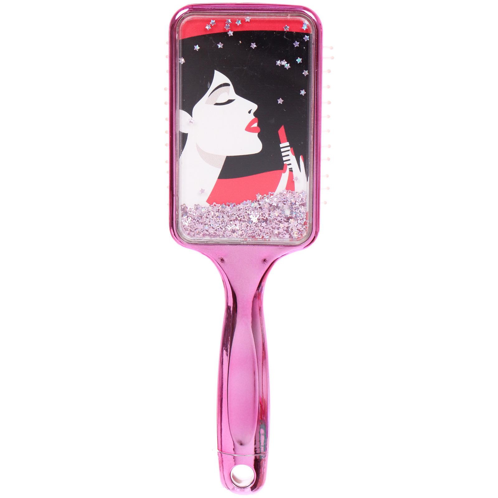 Расческа массажная зеркальная "Animals", принт девушки, микс 4 цвета, 7*23.5см, (блистер Ultramarine)