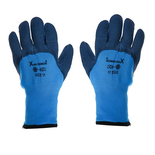 Перчатки утепленные вспененные обливн. синие зима -40С) (10/420)