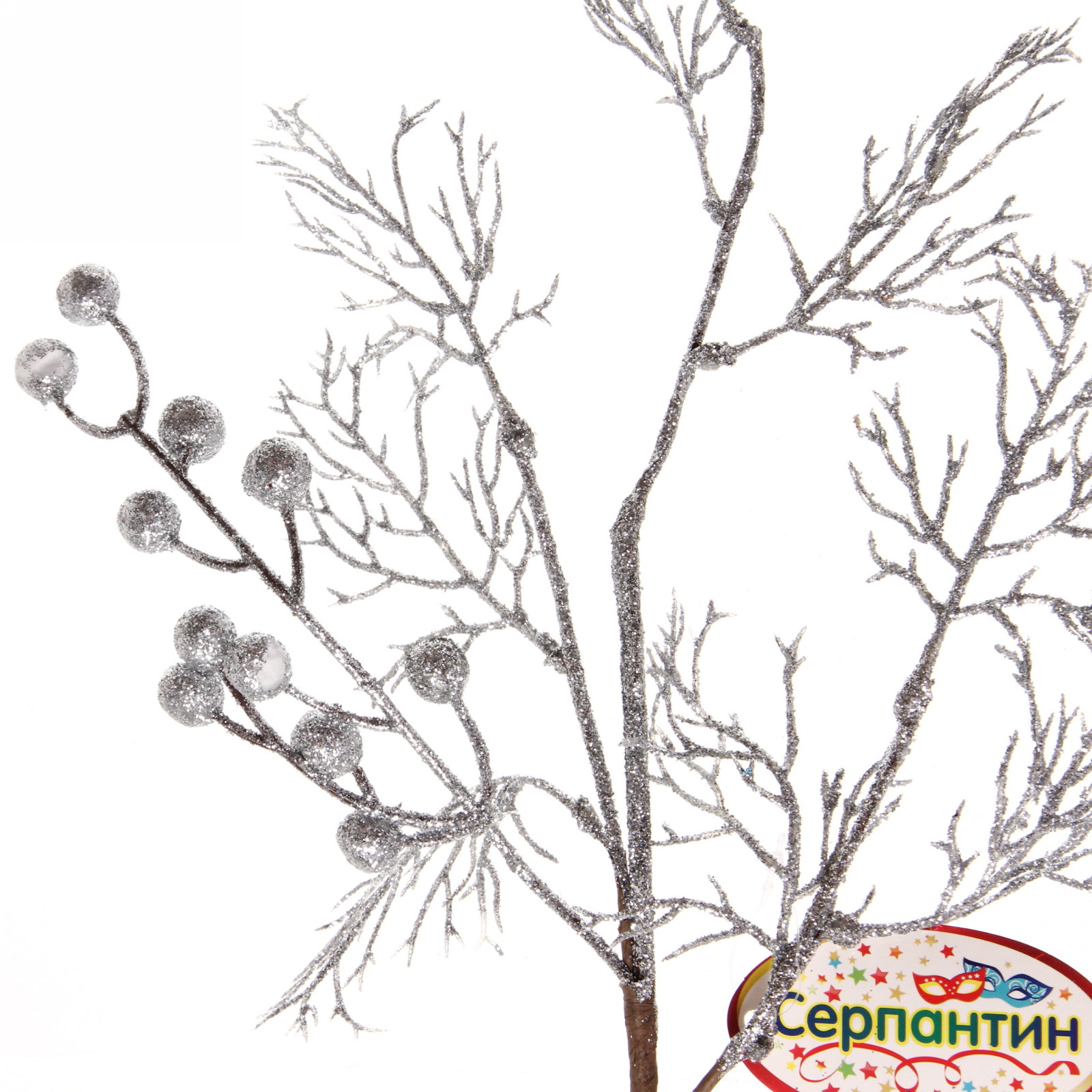 Ветка хвойная "Сияние зимы" 67 см, Серебро
