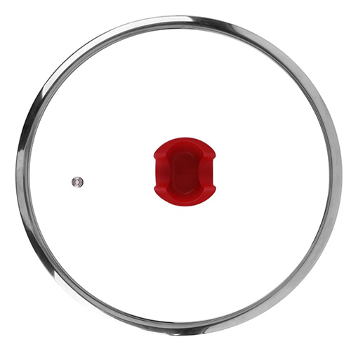 Ковш с крышкой Amercook BASIC, 18 см, 1,7 л, антипригарное покрытие черный мрамор, красный