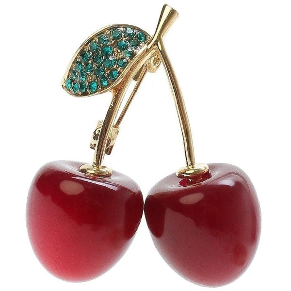 Брошь "GOLD Podarok", Вишенки, цвет как на фото, 3.5*2.8см (символ Красоты и Удачи)