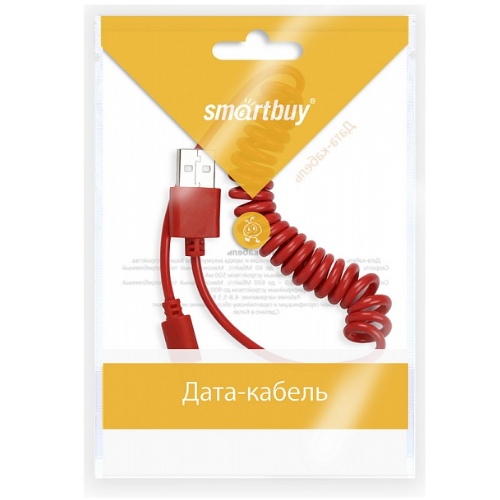 Дата-кабель Smartbuy USB - micro USB, спиральный, длина 1,0 м, красный (iK-12sp red)/500