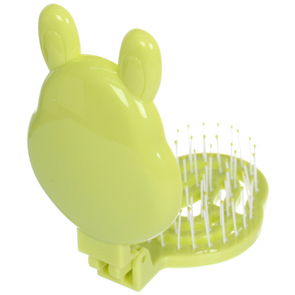 Расчёска массажная складная с зеркалом "БИННИ", цвет салатовый, 10*5*6.5*3см (коробка PVS)