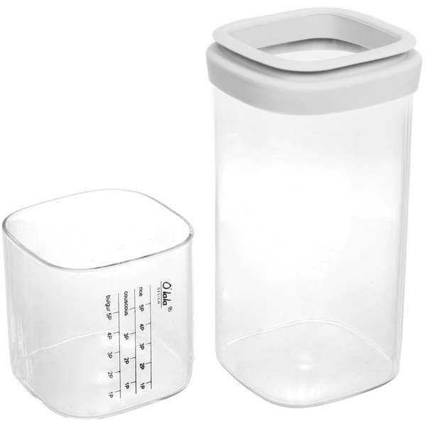 Банка для продуктов стеклянная 700мл "O'lala" с мерный стаканом