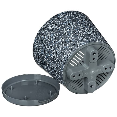 Горшок для цветов Stone Flower, 200 мм, 4 л с прикорневым поливом с декором, серый