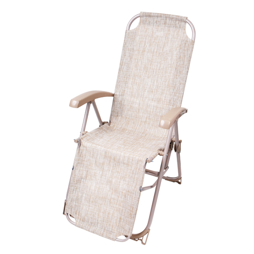 Кресло-шезлонг с подножкой складное (матрасик + подушка) HHK7, песочный (сетка)