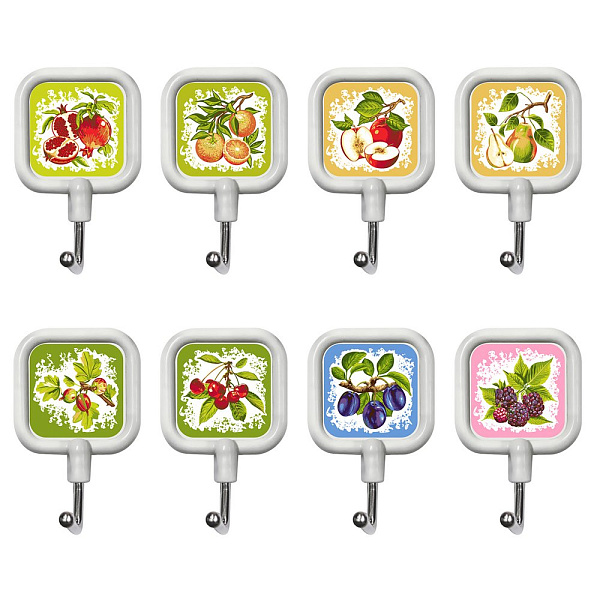 Набор из 2-х крючков "Фрукты". Размер 6,5х3,5 см. 8 диз