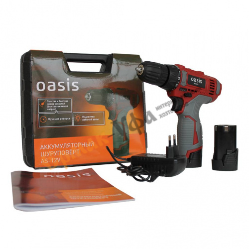 Дрель-шуруповерт акк. OASIS AS-12 V (12В, Li-ion, 1.3, 2 аккум., быстрозажимной патрон)
