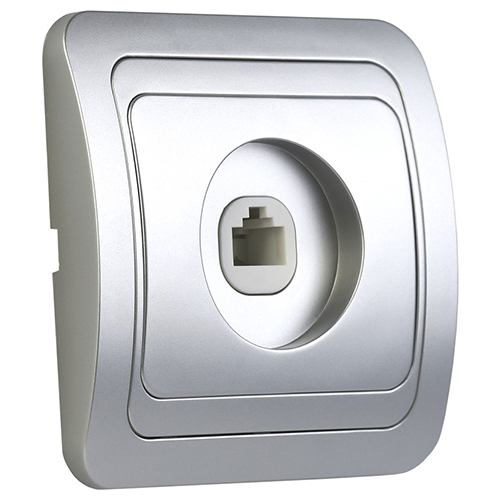 Розетка компьютерная RJ-45 1-местная серебро "Марс" (SBE-02s-S1-RJ)