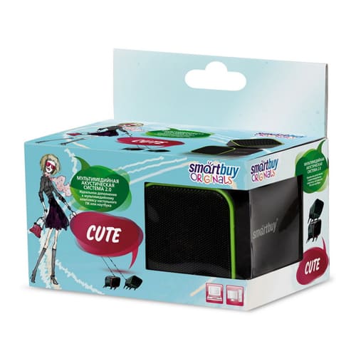 Система акустическая SmartBuy® CUTE, 6Вт, USB, SBA-2580/60, черно-зеленые