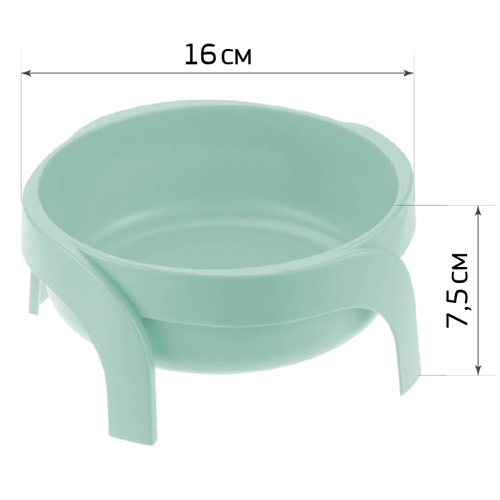 Миска для животных 0.75 л IDEA РИБОН М 1811, морская волна